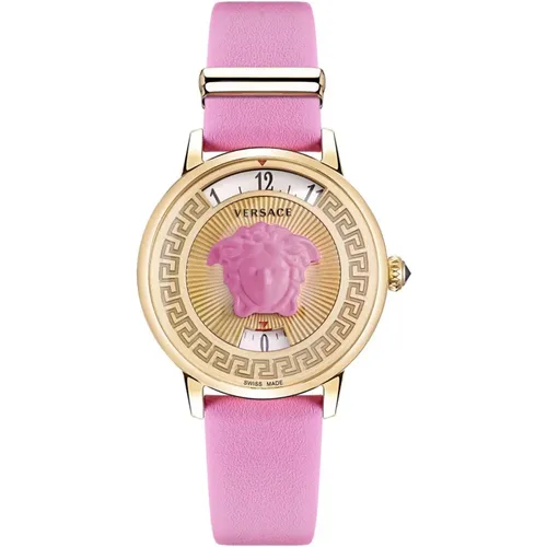 Watches, female, , Size: ONE SIZE Medusa Icon Leather Watch Gold - Versace - Modalova