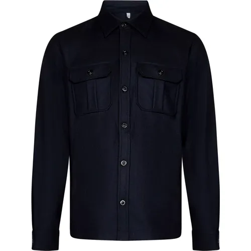 Blaues Wollmischungs-Overshirt Aw24 - Boglioli - Modalova