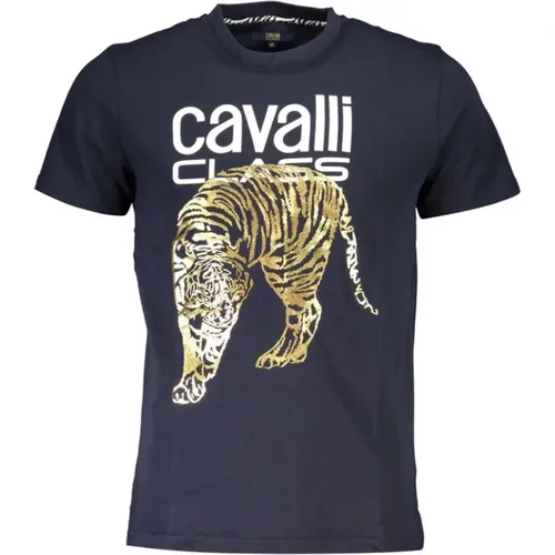 T-Shirts, male, , Size: L Printed Logo Round Neck T-Shirt - Cavalli Class - Modalova