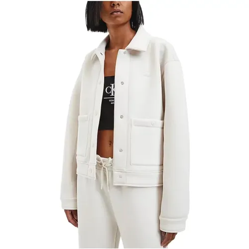 Women`s Embroidered Blazer with Button Closure , female, Sizes: S, M - Calvin Klein - Modalova