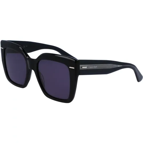Black/Grey Blue Sunglasses , female, Sizes: 54 MM - Calvin Klein - Modalova