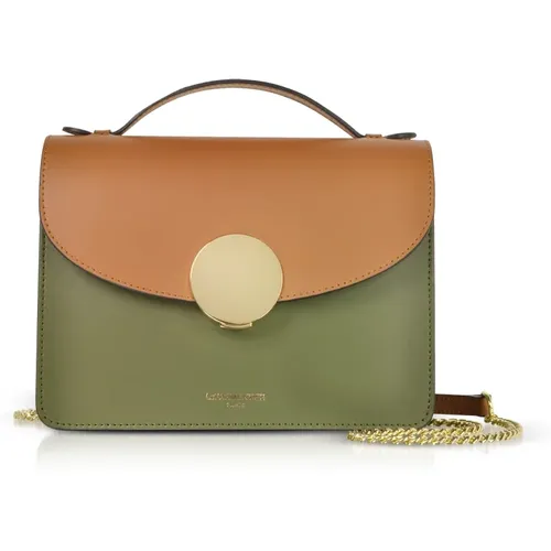 New Ondina Color Block Flap Top Leather Satchel Bag , female, Sizes: ONE SIZE - Le Parmentier - Modalova