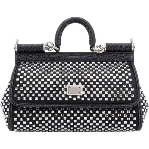 Schwarze Satin Strass Handtasche - Dolce & Gabbana - Modalova