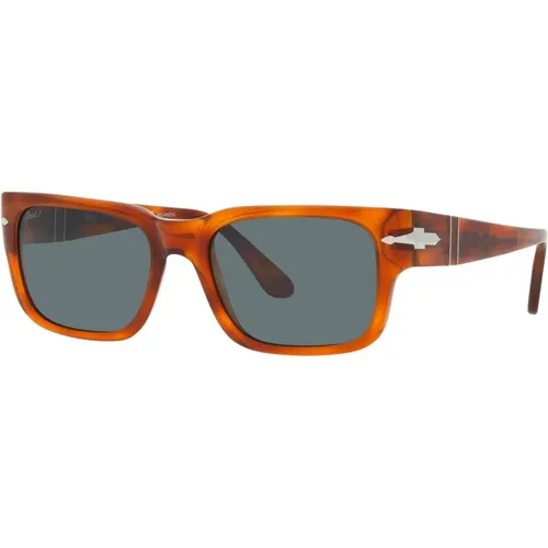 Rectangular Sunglasses with Polarized Dark Blue Crystal Lenses , unisex, Sizes: 55 MM - Persol - Modalova