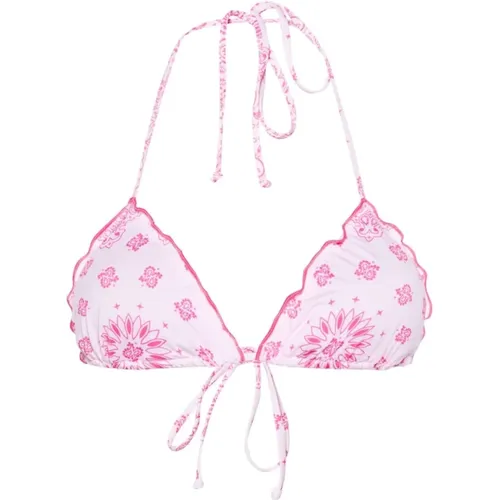 Pink Bandana Print Bikini Top , female, Sizes: M - MC2 Saint Barth - Modalova