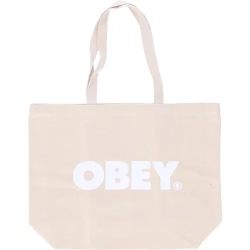 Tote Bags, male, , Size: ONE SIZE Canvas Bold Tote Bag Natural - Obey - Modalova