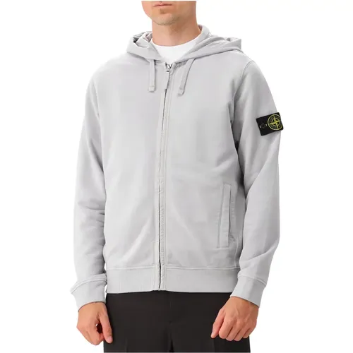 Grauer Fleece-Zip-Hoodie , Herren, Größe: 3XL - Stone Island - Modalova