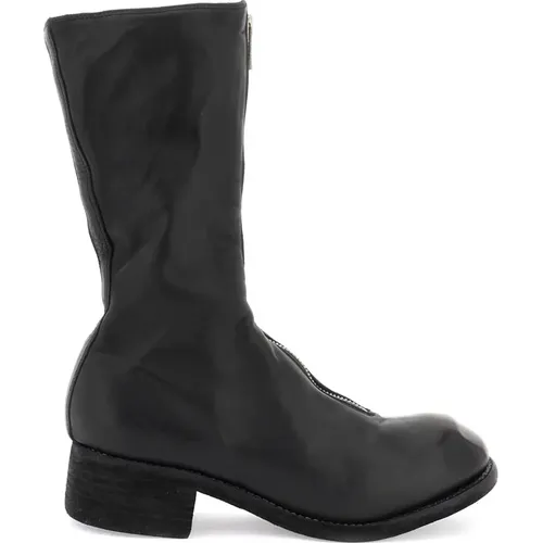 Zip Leather Boots with Horse Leather , female, Sizes: 5 UK - Guidi - Modalova