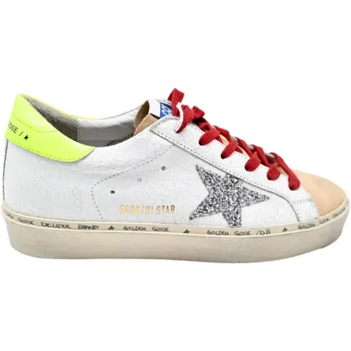 Hi Star White Green Fluo Sneakers , male, Sizes: 5 UK - Golden Goose - Modalova