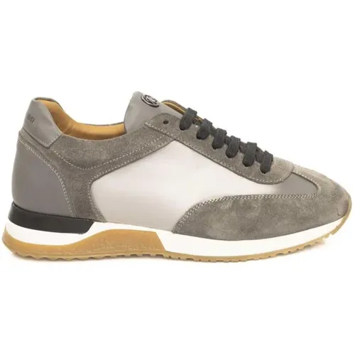 Sneakers, male, , Size: 9 US Gray Leather Sneakers with Rubber Sole - Cerruti 1881 - Modalova