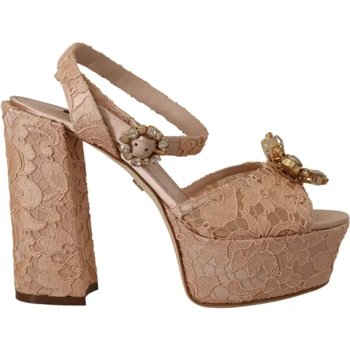 Platform Block Heels Sandals , female, Sizes: 7 1/2 UK, 8 UK - Dolce & Gabbana - Modalova