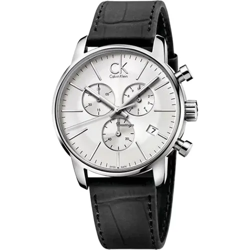 Watches, male, , Size: ONE SIZE Men`s Silver Quartz Watch - K2G271C6 - City - Calvin Klein - Modalova