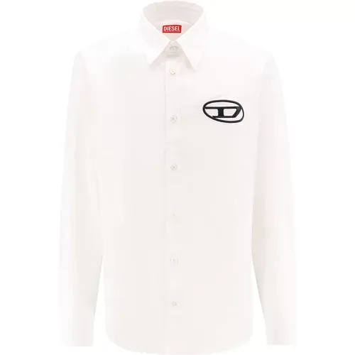 Baumwollhemd mit Oval-D-Stickerei , Herren, Größe: M - Diesel - Modalova