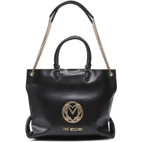 Handbags, female, , Size: ONE SIZE Shopping Bag with Magnetic Closure - Moschino - Modalova