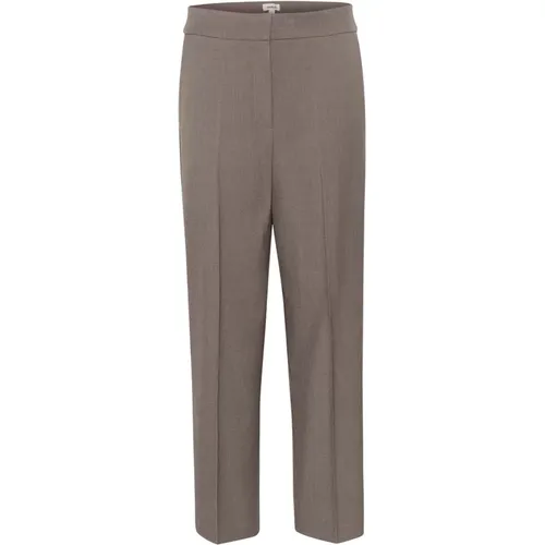 Straight-leg Pants Morel Melange , female, Sizes: XS - Soaked in Luxury - Modalova