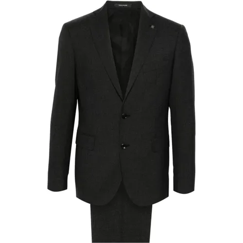 Single Breasted Suits, male, , Size: XL Grey Wool Suit Jacket and Trousers - Tagliatore - Modalova