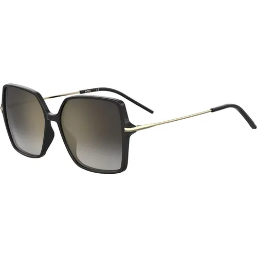 Schwarze Acetat-Sonnenbrille mit Grauen Gläsern - Hugo Boss - Modalova