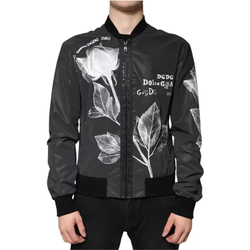 Bomber Jackets, male, , Size: M Floral Nylon Bomber Jacket - Dolce & Gabbana - Modalova