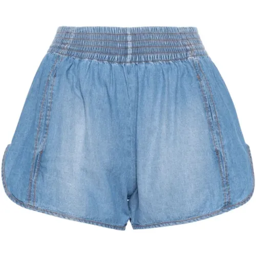 Hellblaue Chambray Mini Shorts , Damen, Größe: XS - Ermanno Scervino - Modalova