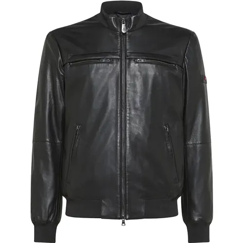 Schwarze Bikerjacke aus weichem Nappaleder - Peuterey - Modalova