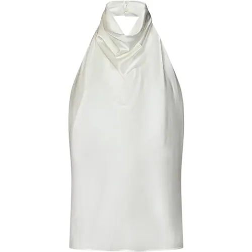 Weiße Seidensatin-Bluse mit Hängendem Ausschnitt , Damen, Größe: S - Armarium - Modalova