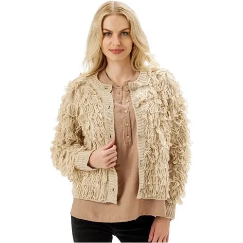 Ritz Knit Cardigan with Fringes , female, Sizes: L, XL, M, S, 2XL - IN Front - Modalova