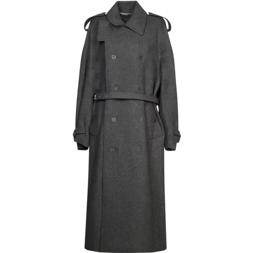 Trench Coats, male, , Size: M Grey Double-Breasted Trench Coat Aw24 - JW Anderson - Modalova