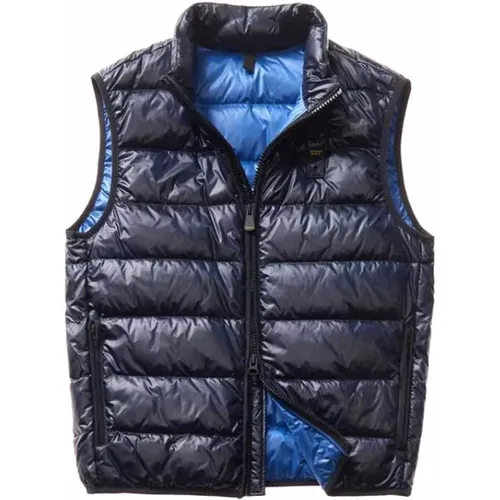 Blue Sleeveless Puffer Jacket Horizontal Stitching , male, Sizes: M, 2XL, 3XL - Blauer - Modalova