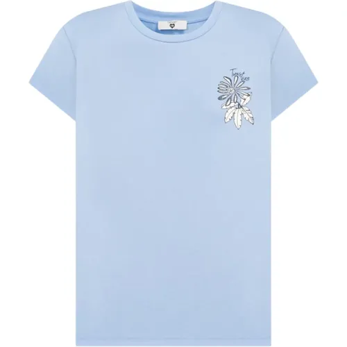 Hellblaue T-Shirts und Polos , Damen, Größe: L - Twinset - Modalova