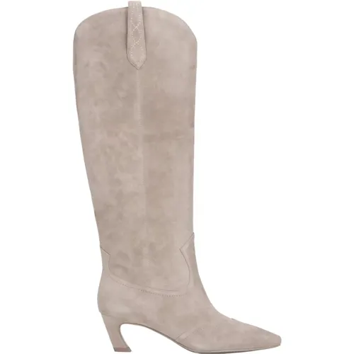 Women's Cowboy Boots in Natural Suede with a High Shaft Er00116173 , female, Sizes: 3 UK, 7 UK, 6 UK, 4 UK, 5 UK - Estro - Modalova