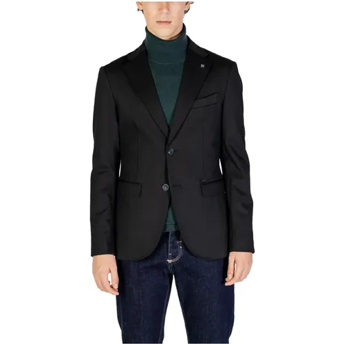 Schwarzer Reversblazer Herbst/Winter Knopfleiste , Herren, Größe: 2XL - Gianni Lupo - Modalova