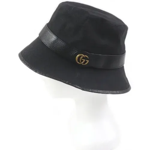 Pre-owned Accessories, male, , Size: ONE SIZE Pre-owned GG Canvas Polyester Cotton Bucket Hat - Gucci Vintage - Modalova