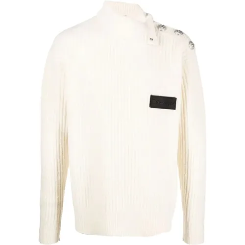 Buttoned cashmere turtleneck , male, Sizes: 2XL, XL - Balmain - Modalova