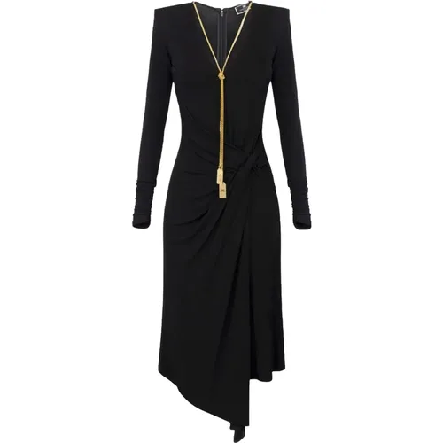 Jersey Midi Dress with V-Neck , female, Sizes: 2XL, L, M, XL - Elisabetta Franchi - Modalova