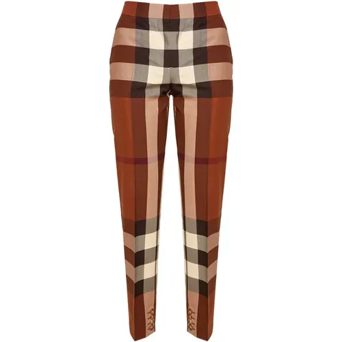 Brown Wool Trousers Slant Pockets , female, Sizes: M - Burberry - Modalova