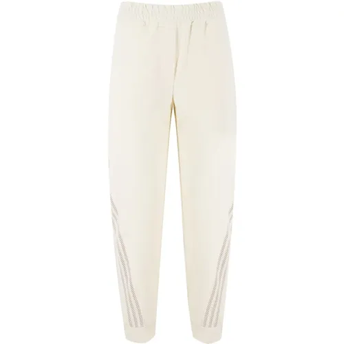 Cream Jogger Trousers with Side Bands , female, Sizes: M, S, XS - Panicale - Modalova