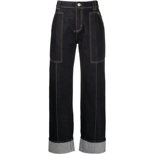 Blaue Jeans mit Aufschlag , Damen, Größe: W27 - alexander mcqueen - Modalova
