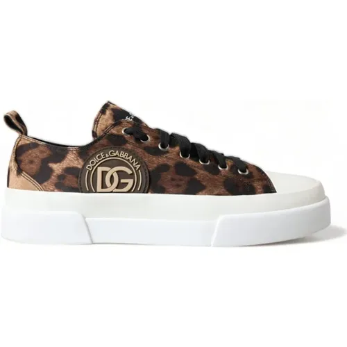 Leopard Canvas Casual Sneakers - Dolce & Gabbana - Modalova