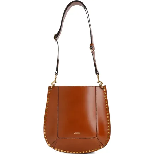 Cognac Leather Shoulder Bag with Studs , female, Sizes: ONE SIZE - Isabel marant - Modalova