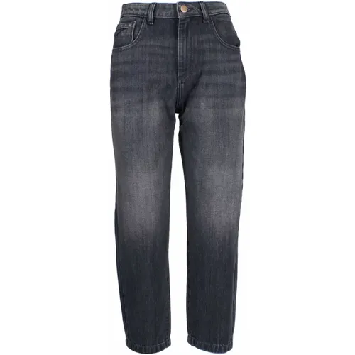 Schwarze High-Waisted Jeans mit Reißverschluss , Damen, Größe: W26 - YES ZEE - Modalova
