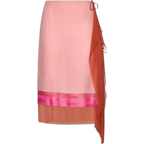 Fuchsia Silk Draped Skirt , female, Sizes: S - Dries Van Noten - Modalova