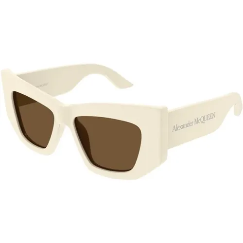 Ivory Brown Sunglasses Am0448S 004 , unisex, Sizes: 53 MM - alexander mcqueen - Modalova