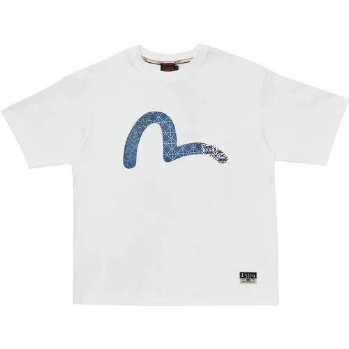 Seagull Print T-Shirt with Pins , male, Sizes: M, XL, L - Evisu - Modalova