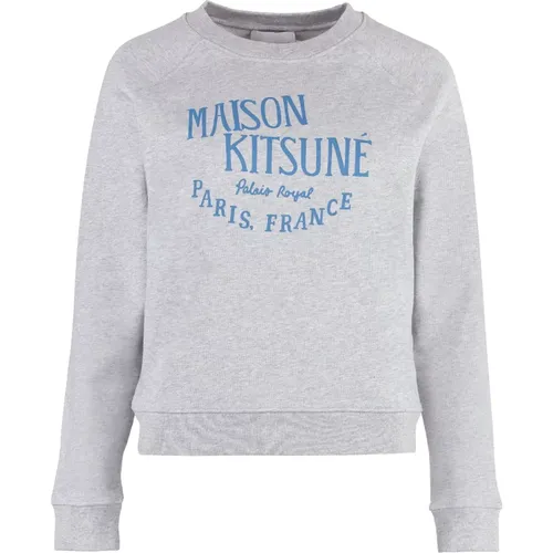 Baumwoll-Sweatshirt mit Logo-Detail , Damen, Größe: L - Maison Kitsuné - Modalova