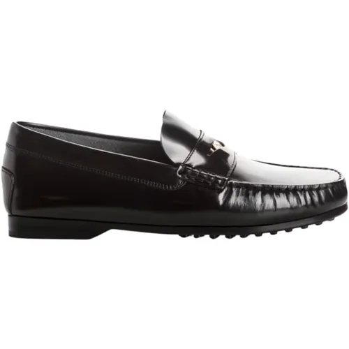 Loafers, male, , Size: 8 1/2 US Brushed calf leather moccasins with metal accessory - TOD'S - Modalova