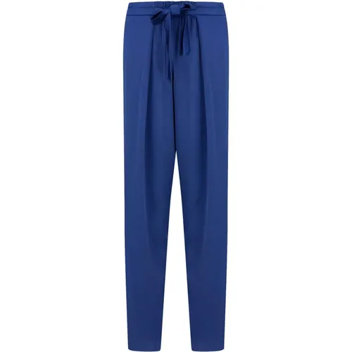 Blaue Satinhose Seitlicher Reißverschluss - Emporio Armani - Modalova