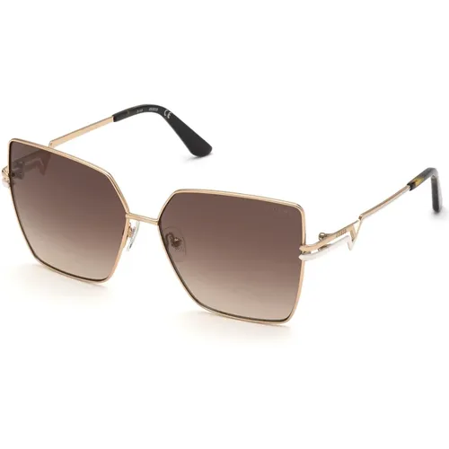 Goldene Verlaufsbraune Sonnenbrille,Stilvolle Sonnenbrille mit blauem Verlaufsglas,Goldenes Gradient Sonnenbrille Gu7733-28Z - Guess - Modalova