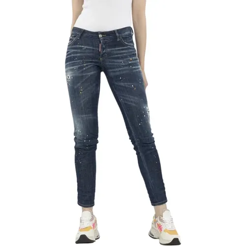 Jennifer Skinny Jeans with Paint Splatters , female, Sizes: 2XS - Dsquared2 - Modalova