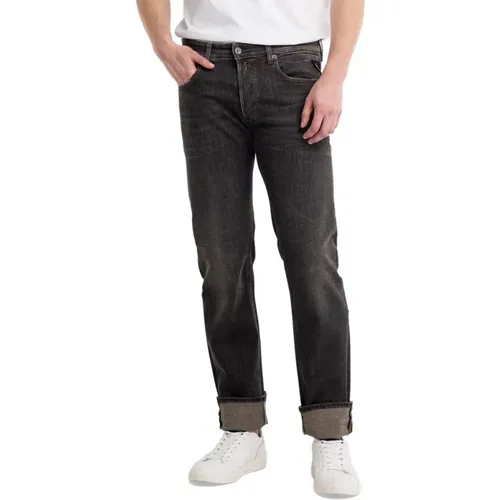 Straight Jeans, male, , Size: W34 Classic Straight Fit Jeans - Replay - Modalova