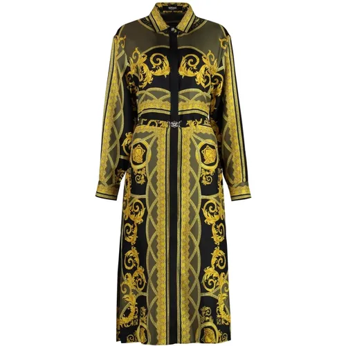 Shirt Dresses, female, , Size: S La Coupe Des Dieux Silk Midi Shirt Dress - Versace - Modalova
